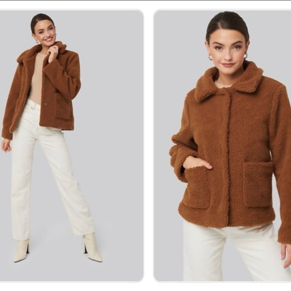 ANTHROPOLOGIE SPARKZ Amina Teddy Bear Sherpa Fleece Jacket Nutmeg Brown XS - EUC - Picture 7 of 13